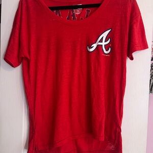 New Era Women's Red Atlanta Braves 'A' Logo Short Sleeve Tee